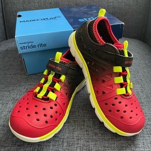 Red and Black Stride Rite Plastic Sneakers